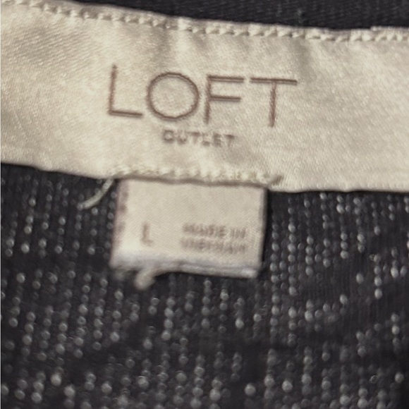 LOFT 3/4 Sleeve Black & White Floral Stitch Pattern Blouse Women's Large Top. - Picture 9 of 10